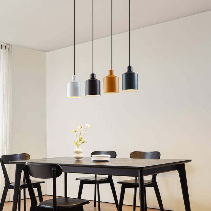 Lindby - hanglamp - 4lichts - IJzer - H: 13 cm - E27 - zwart, wit, groen, geel