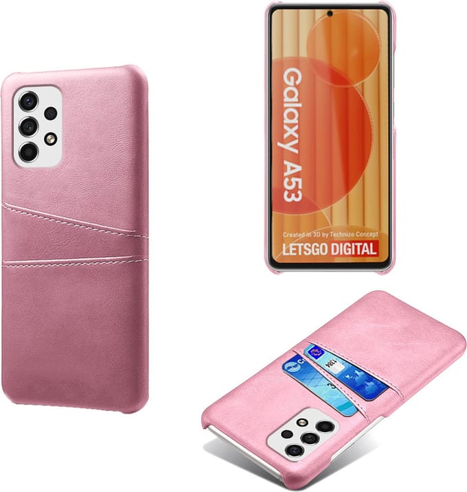 Backcover met Opbergvakjes + PMMA Screenprotector voor Galaxy A53 5G _ Roze Goud