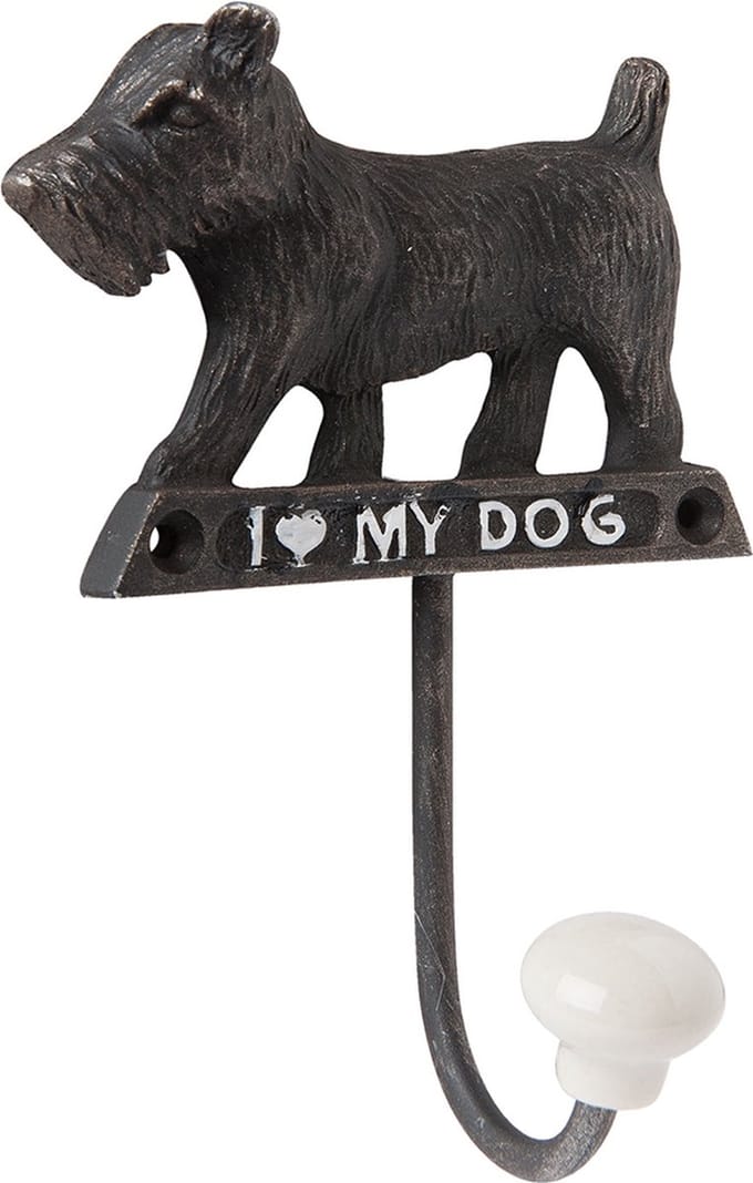Clayre & Eef Wandhaak 10x4x13 cm Bruin Ijzer Rechthoek Hond Kapstok