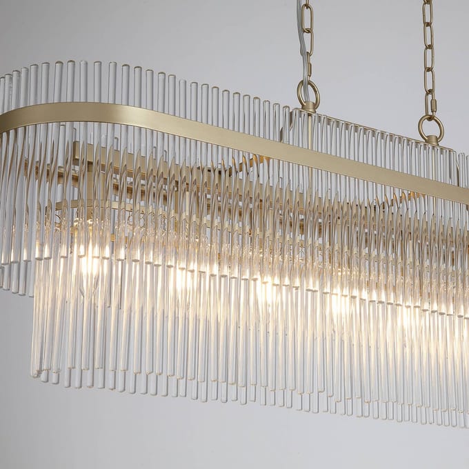 Searchlight Hanglamp Lara, lengte 98 cm, goudkleurig/helder, glas/metaal