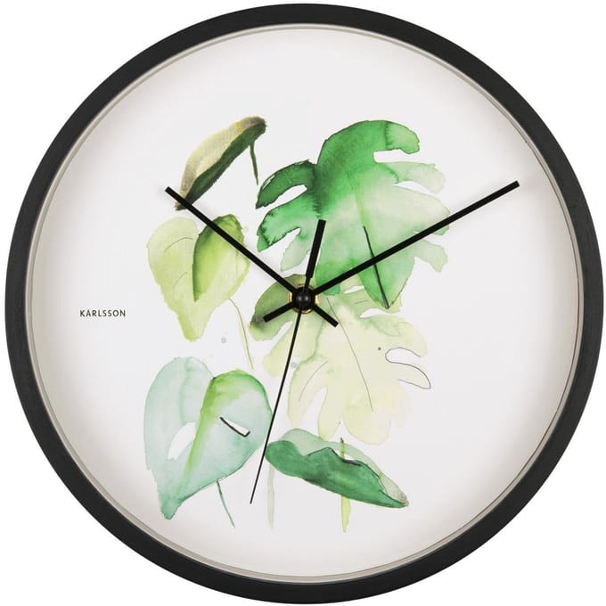 Karlsson Wandklok Botanical Monstera - Groen - Ø26cm - Wandklok