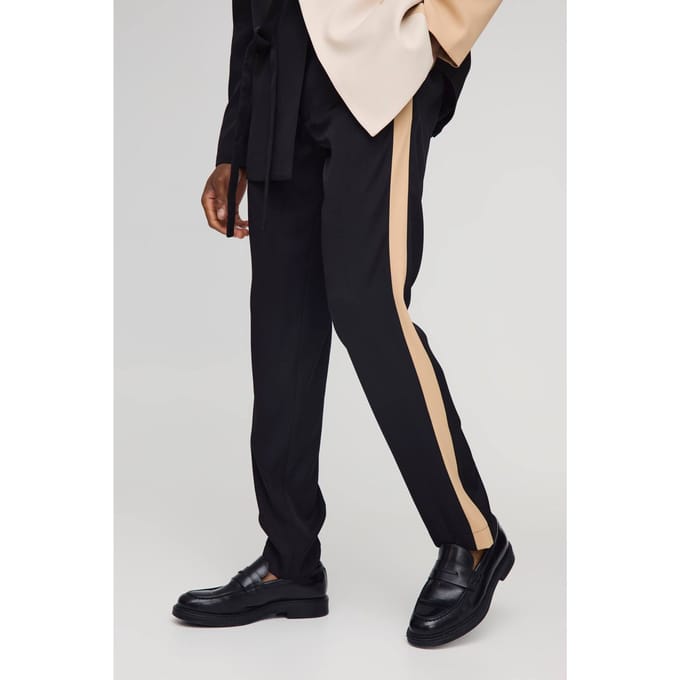 Slim Fit Panel Tailored Trouser | Black | Size 30