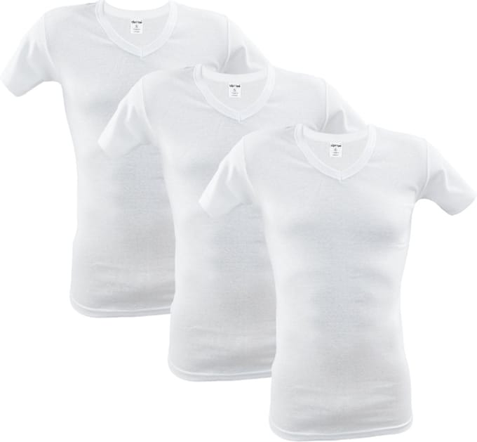 3 stuks SQOTTON V-hals T-shirt - Wit - Maat S