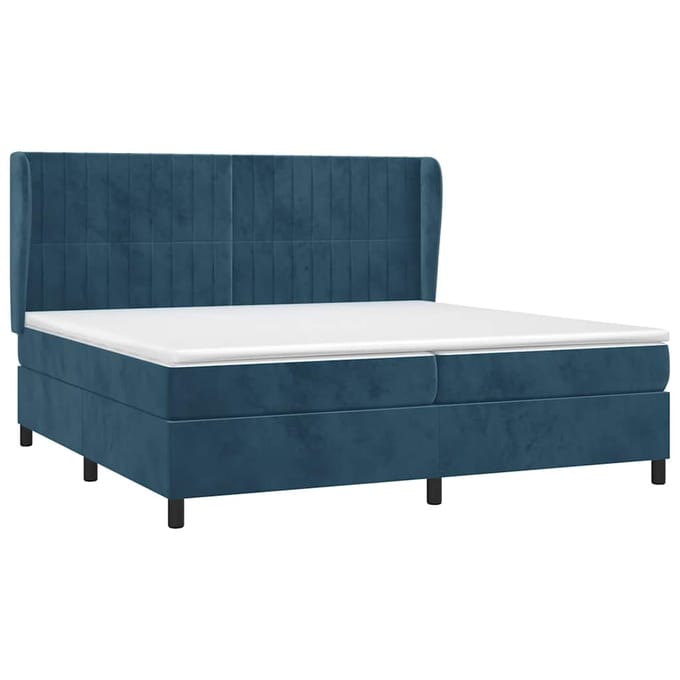 vidaXL - Boxspring - met - matras - fluweel - donkerblauw - 200x200 - cm