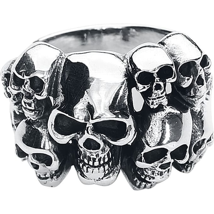 etNox hard and heavy - Gothic Ring - Skulls - voor Mannen - zilverkleurig