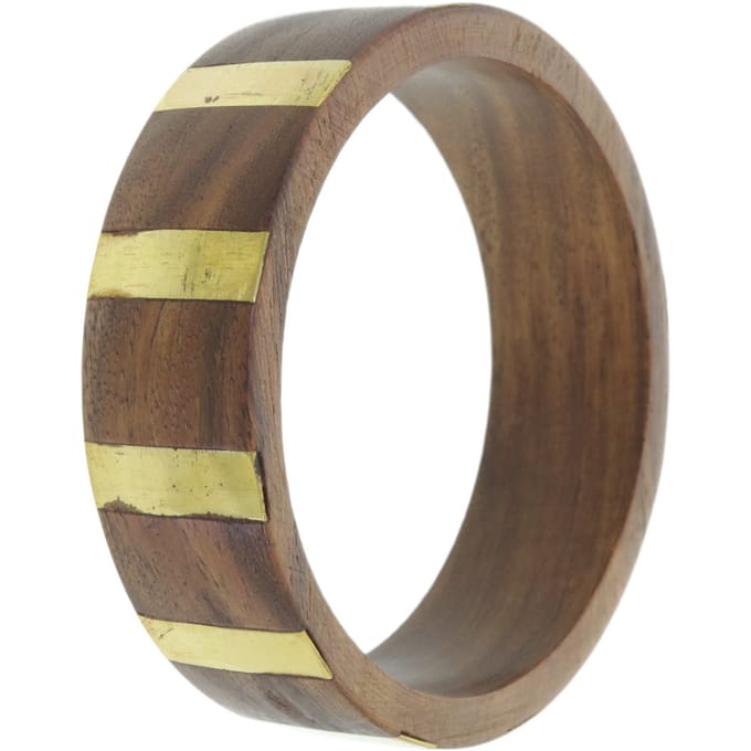 Behave – Bangle – Bruin – Goudkleurig – Hout – Messing Inleg – Boho