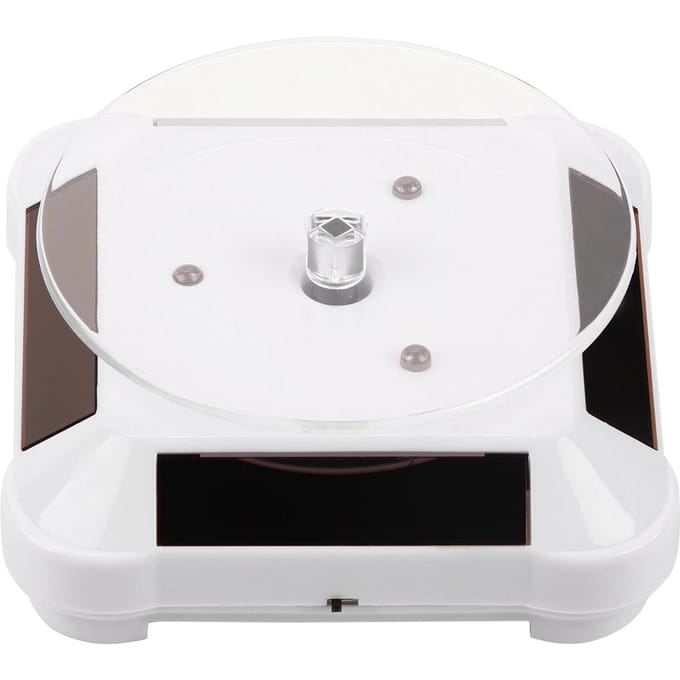 Zonne-Vitrine 360 Roterende Draaitafel Horloge Telefoon Sieraden Display Stand LED Licht(Wit) wit