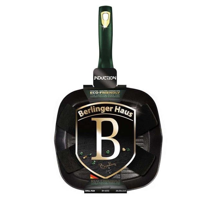 Berlinger Haus Emerald Serie - Titaan Grillpan - 28cm - Groen - Soft Touch Handgreep