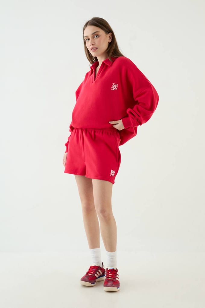 Dames Dsgn Studio Sweatshirt Met Kraag | Red | Maat: Small
