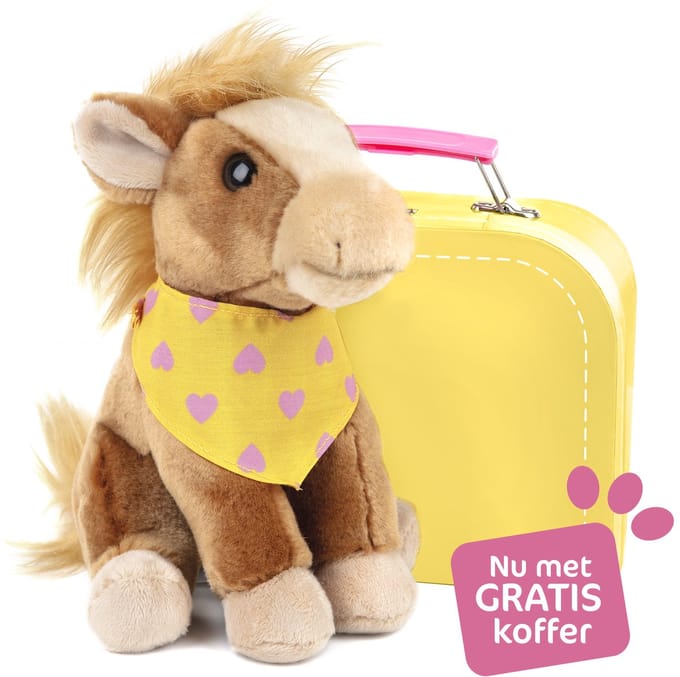 Studio Pets® Knuffel Paard Milly (16 cm) met Bandana en GRATIS Koffer