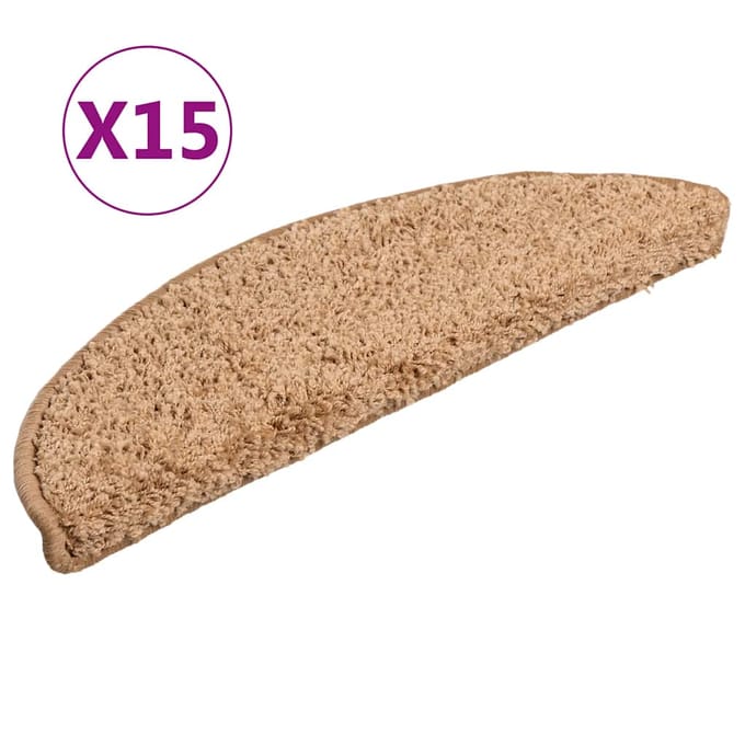 vidaXL - Trapmatten - 15 - st - 56x17x3 - cm - beige - halfrond