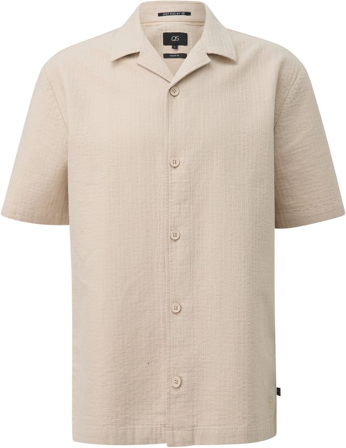 Textured Cotton Shirt with Notched Collar QS