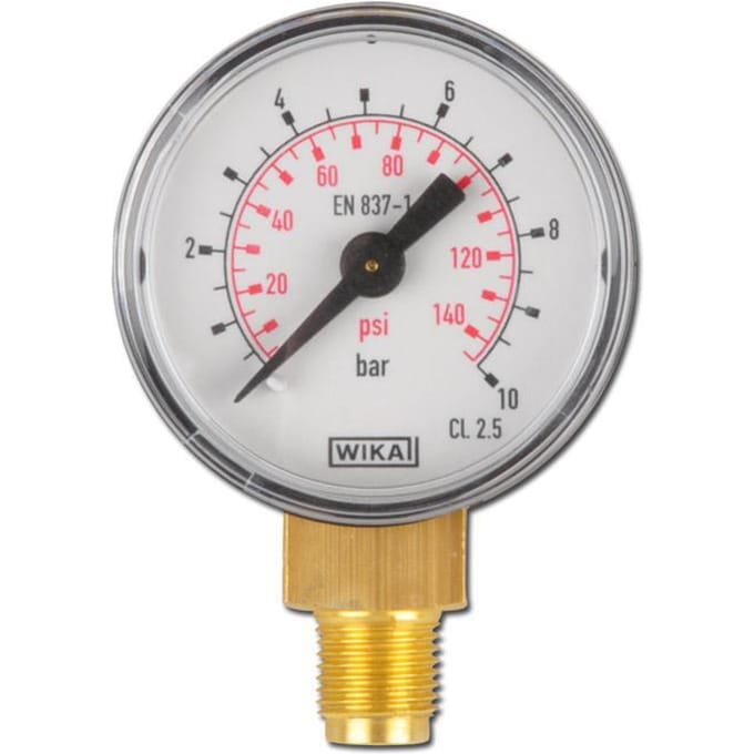 0..2.5 Bar Manometer Onderaansluiting Staal/Messing 63 mm Klasse 1.6