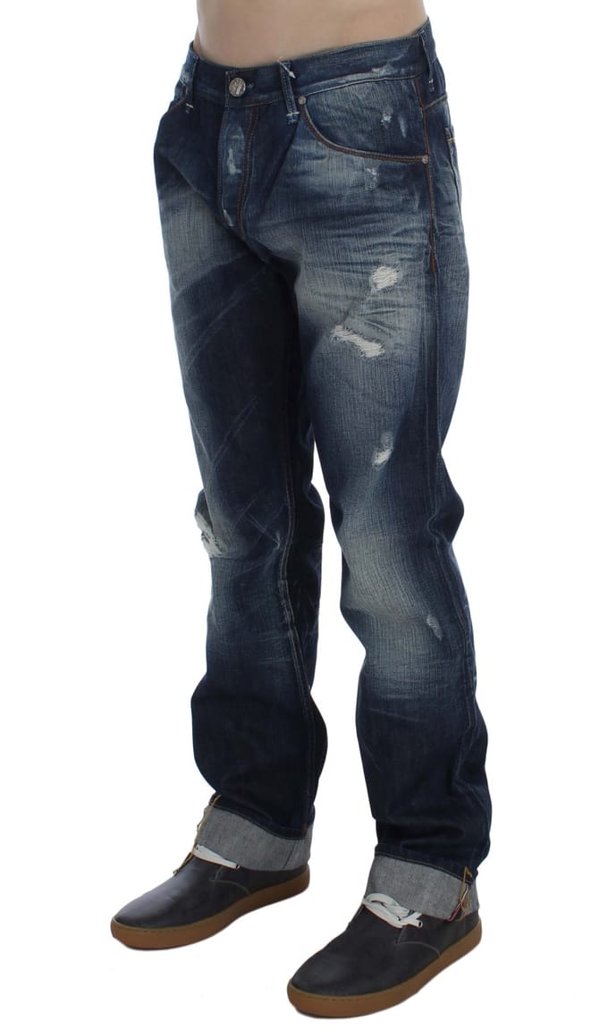 Eight Men's Blue Wash Cotton Denim Regular Fit Jeans