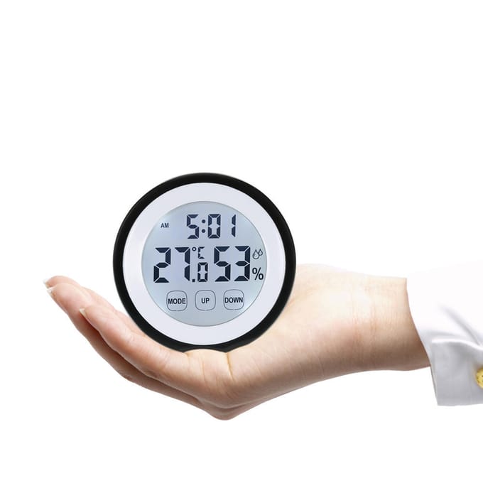 Digitale thermometer hygrometer temperatuur-vochtigheidsmeter wekker aanraaktoets met achtergrondverlichting with Backlight white