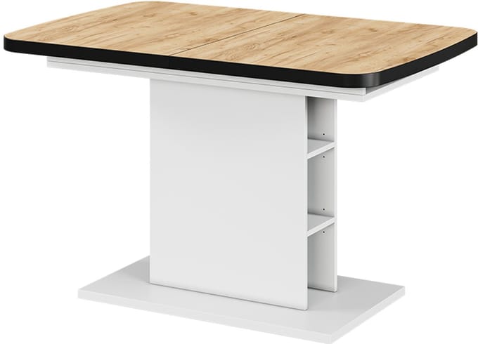 Vicco Eettafel Fenaro, Goudkleurig Eiken/Wit, 120-160 x 80 cm 2 delen