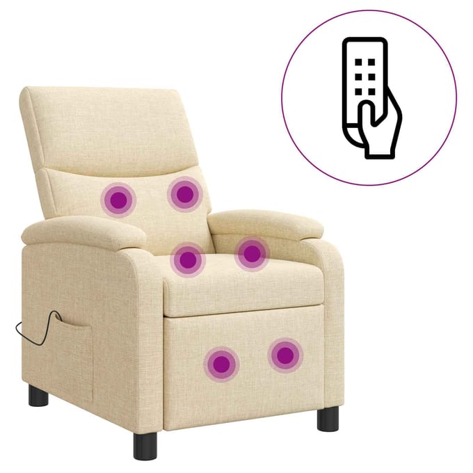 vidaXL - Massage - Relaxstoel - Crèmekleurig - Stof
