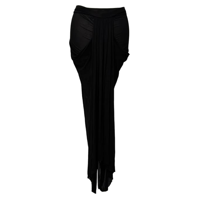 Rick Owens gedrapeerde midi-rok in zwart cupro