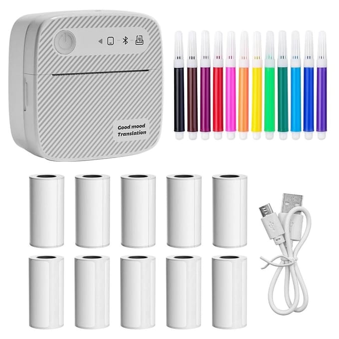 Dailygoods- Minifotoprinter Thermisch - Stickerprinter - Smartphone Printer - Dagboek Printer - Memo Printer - Inclusief Etiketpapier - Foto Printer