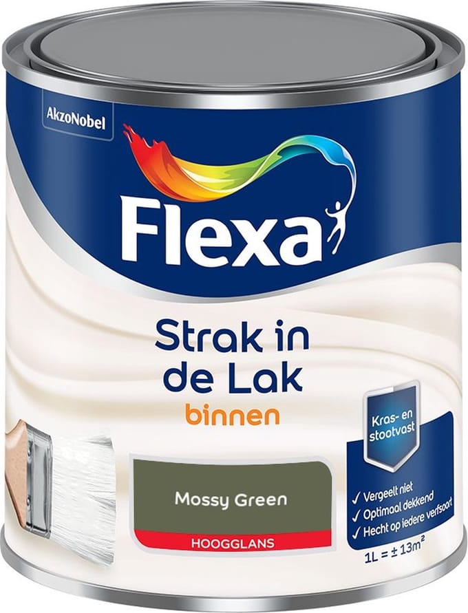 Flexa - Strak In De Lak Binnenlak Hoogglans - Mossy Green - Mengverf - 1 L
