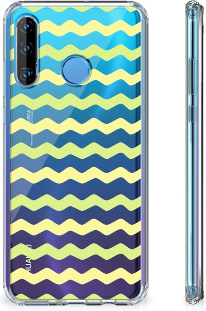 Huawei P30 Lite Doorzichtige Silicone Hoesje Waves Yellow