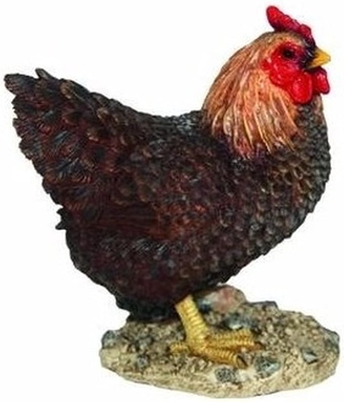 Esschert Design tuin dieren beeld - Kip - bruin - 20 cm - polystone - boerderij thema