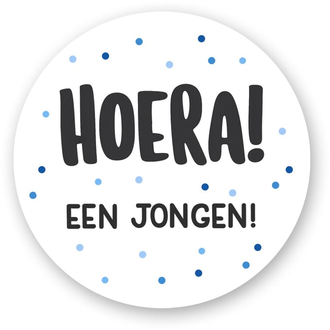 25x Sluitzegels “Hoera! Een jongen” – Geboorte – 4 cm
