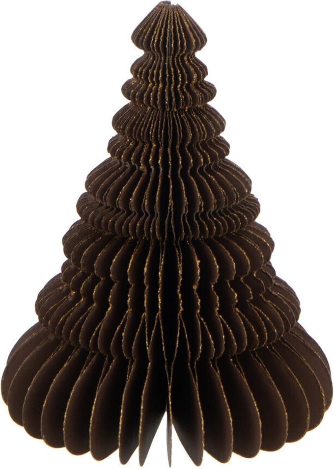 J-Line kersthanger Kerstboom - papier - bruin - small - 2 stuks