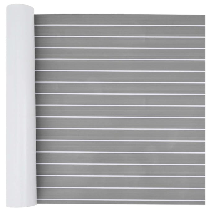 vidaXL - Bootmat - Gestreept - Lichtgrijs - en - wit - 240 - x - 90 - cm - EVA