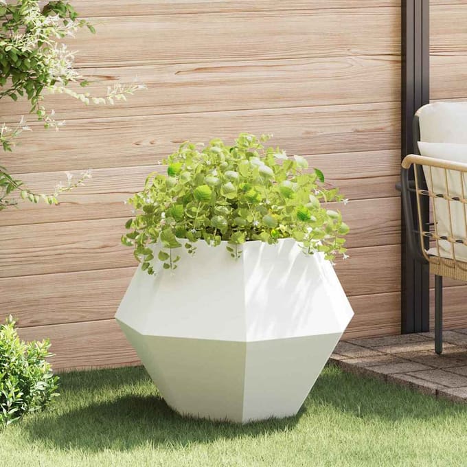 vidaXL Plantenbak Wit 75 x 75 x 60 cm Staal