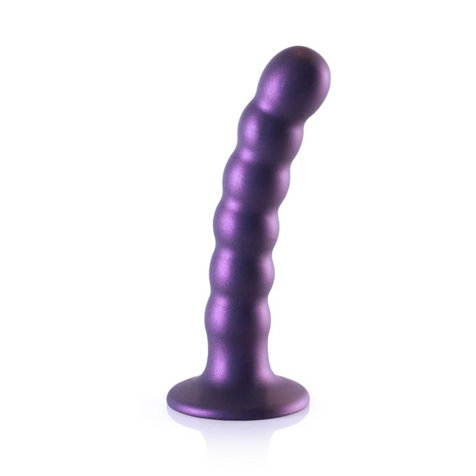 Ouch! by Shots Beaded siliconen G-Spot Dildo - 5'' / 13 cm - Metallic - Paars