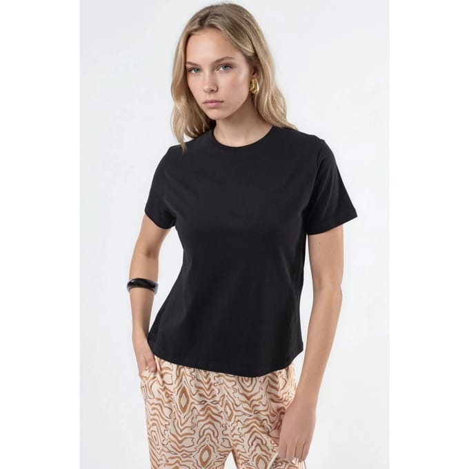 Effen Crew Neck Katoenen T-Shirt