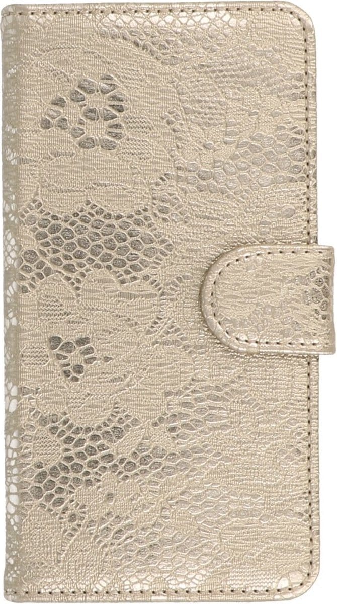 Lace Bookstyle Wallet Case Hoesjes Geschikt voor Huawei Nova 2 Plus Goud