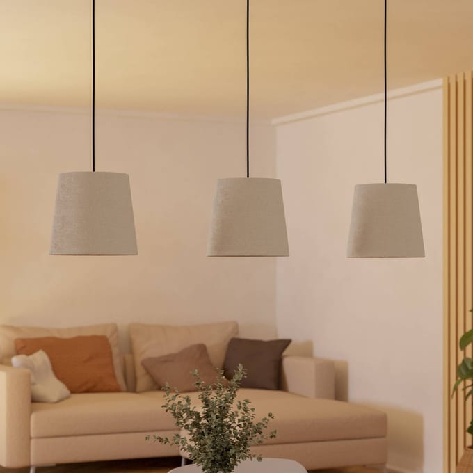 EGLO Febres Hanglamp - E27 - 88 cm - Zwart/Wit - Teddy stof