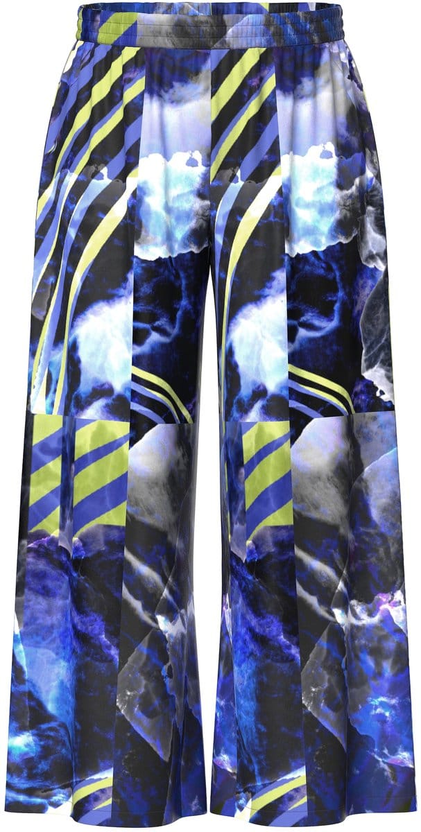 Ulla Popken - Dames - Wijde broek wijde rechte pijpen elastische tailleband - Marine - Maat 42+