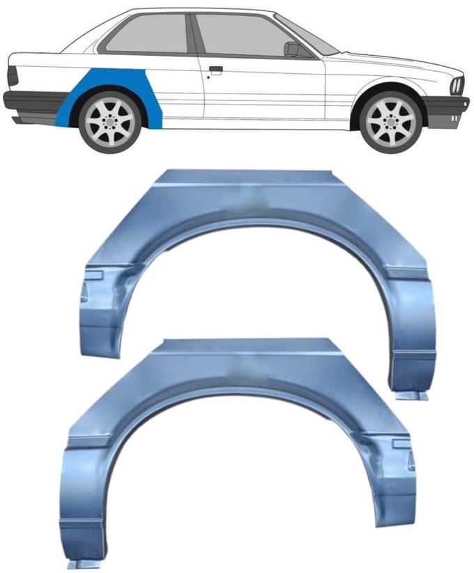 Reparatiepaneel achterspatbord voor BMW 3 E30 1982-1987 / Links + Rechts / Set