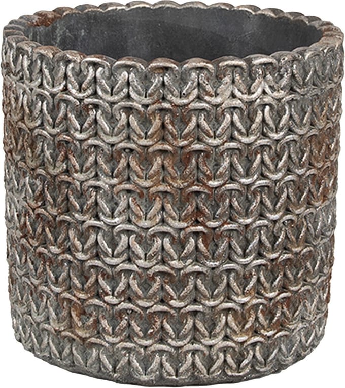Bloempot voor Binnen – Grijs – Rustieke Pot – Ø 11 cm – Steen