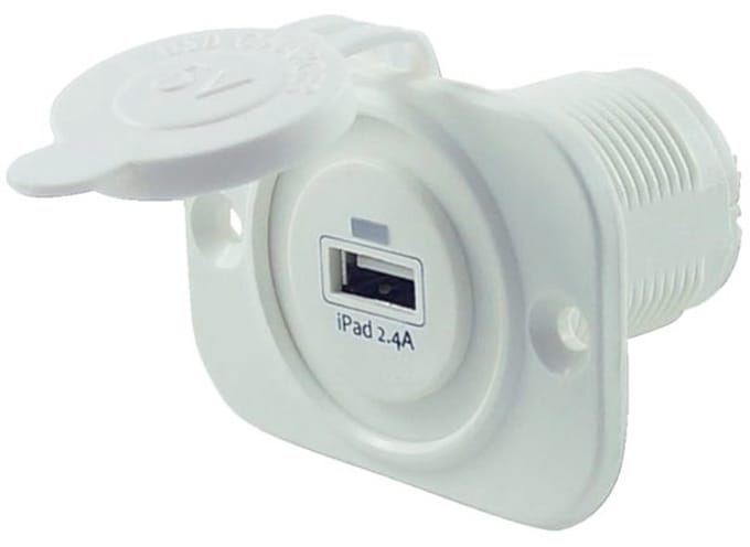 Usb Stopcontact Enkel 2.4A Wit Met Flush Frame