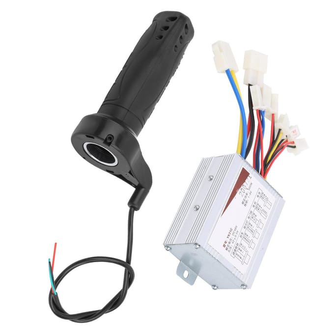 Contrôleur à balais 48V 500W Câble court Poignée d'accélérateur au pouce Ensemble guidon vélo électrique white
