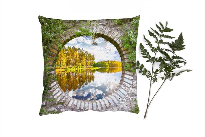 Sierkussens - Kussentjes Woonkamer - 60x60 cm - Bomen - Water - Doorkijk