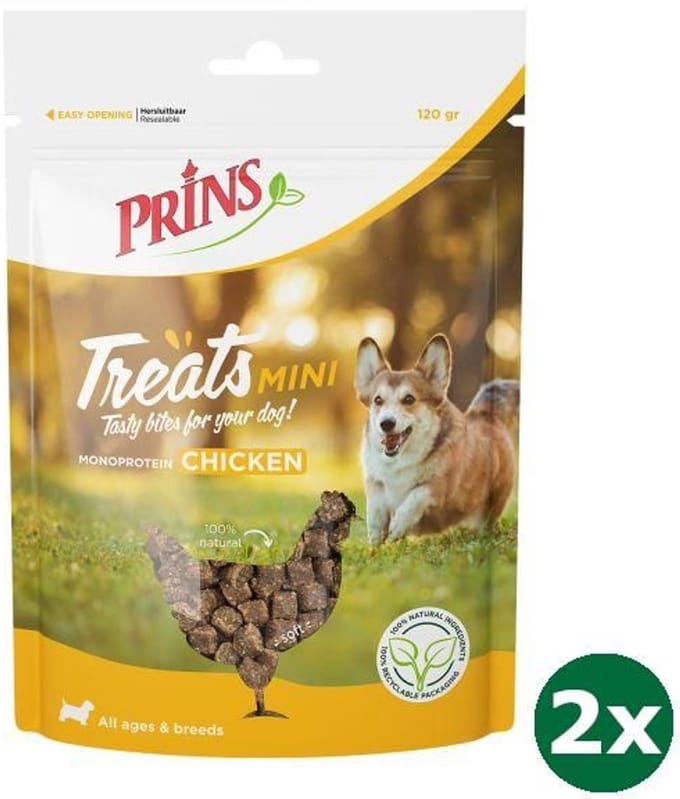 2x120 gr Prins treats kip mini