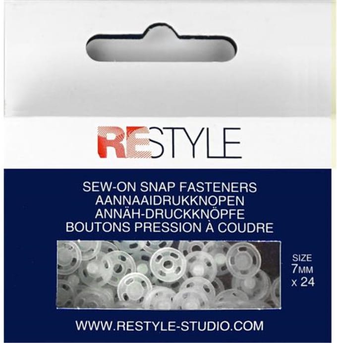 Aannaaidrukknopen 7 mm plastic, 24 stuks