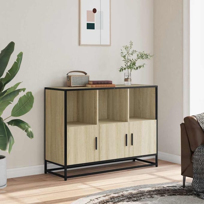 vidaXL - Dressoir - 100x35x76 - cm - bewerkt - hout - sonoma - eikenkleurig