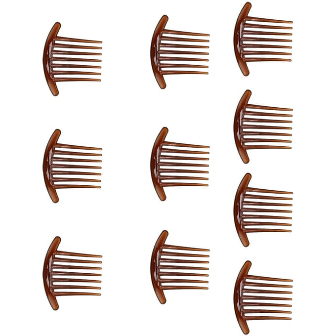 10 pièces Peignes latéraux pour cheveux Bords arrondis lisses Élégant Mode ABS Épingles à cheveux Peignes pour filles brown