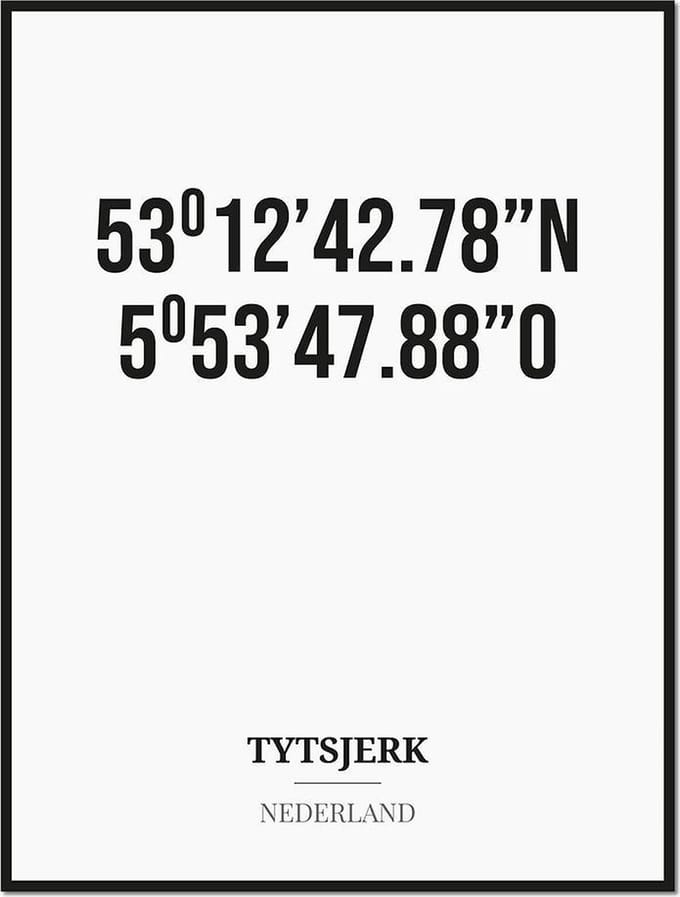 Poster/kaart TYTSJERK met coördinaten
