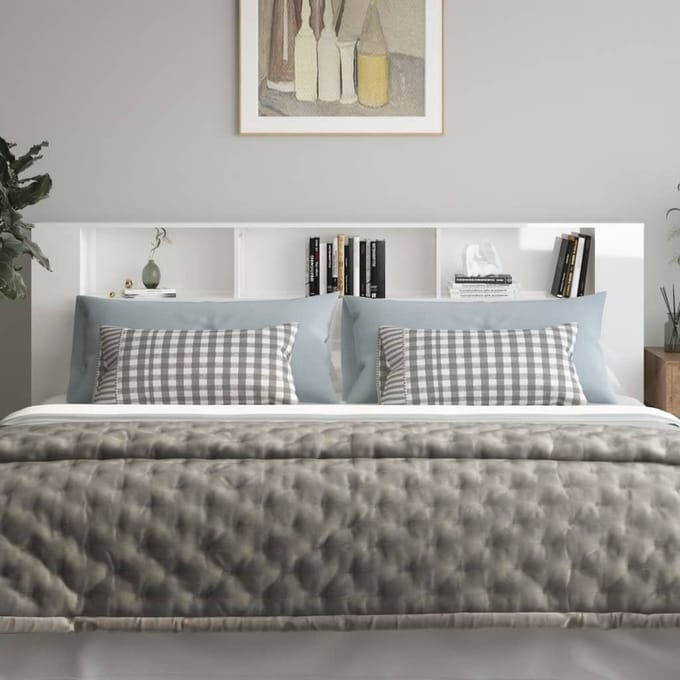 vidaXL - Hoofdbordkast - 220x18,5x104,5 - cm - hoogglans - wit