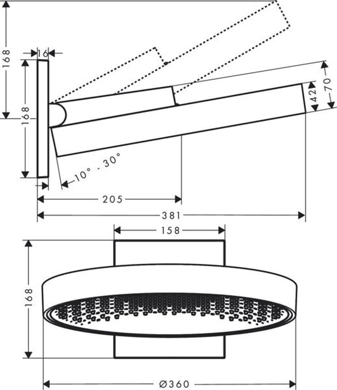 Hansgrohe Rainfinity overhead shower 360 1jet with wall connection 26230140