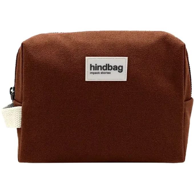 Hindbag toilettas Leon - biologisch katoen - GOTS - Chocolade bruin
