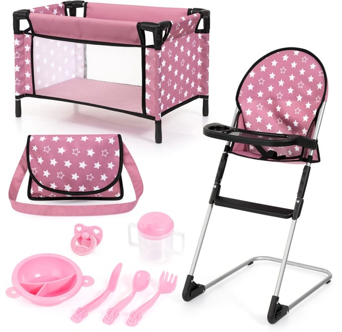 Bayer Design reisset 9 in 1 met bed en kinderstoel dusky pink