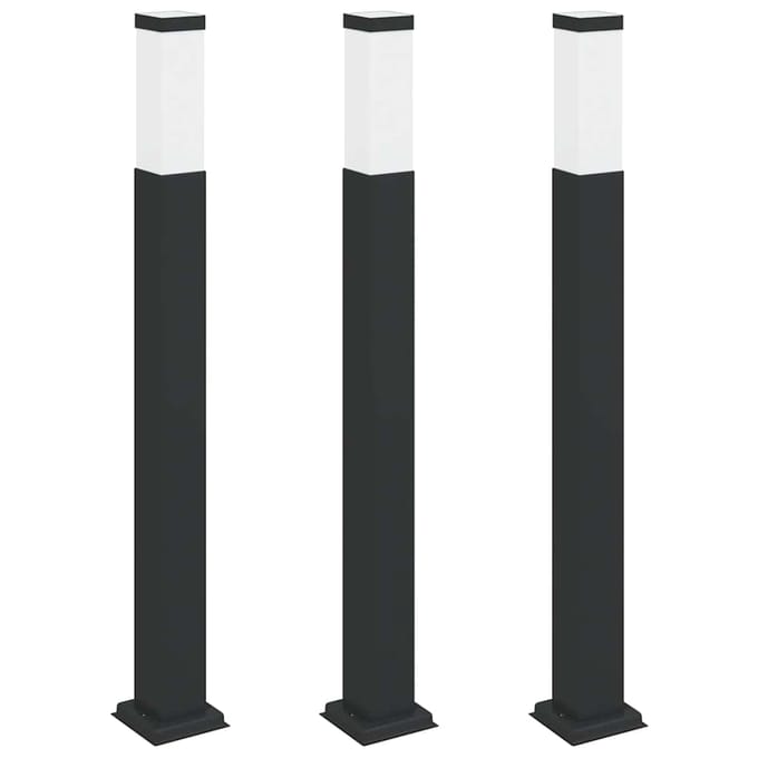 vidaXL Bolderverlichting 3 stuks 80 cm Zwart IP44
